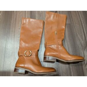Vince‎ Camuto Women Shoes 6.5M Samtry Buckled Riding Golden Burnished Leather